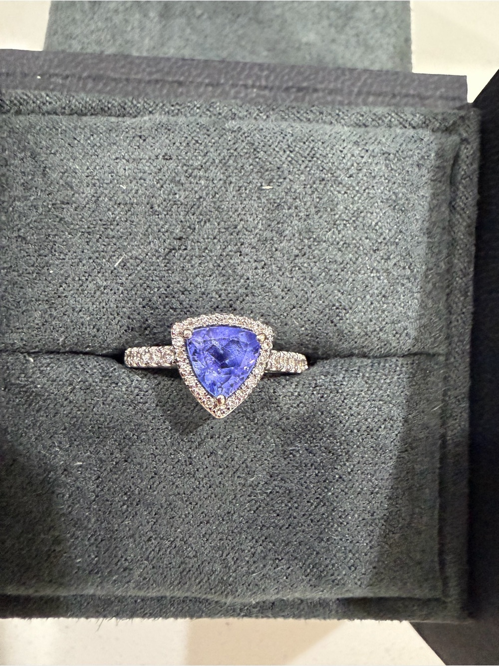 Effy Trillion-Cut white gold Tanzanite Halo Ring with Pave Band